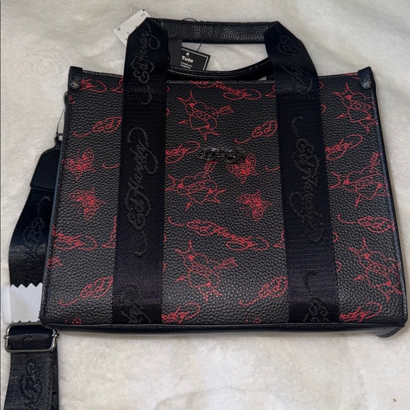 Ed Hardy Black and Red Butterfly Tote - Picture 1 of 11